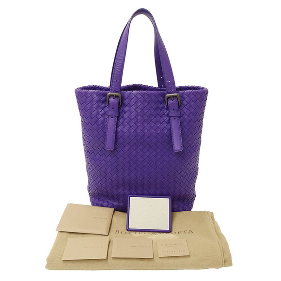 BOTTEGA VENETA Purple Leather Intrecciato Tote Bag - Picture 5 of 13